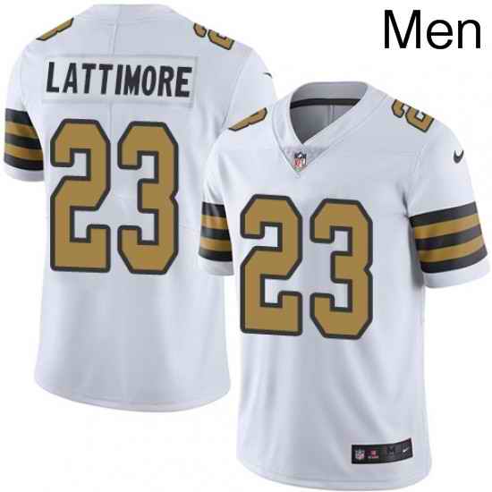 Mens Nike New Orleans Saints 23 Marshon Lattimore Limited White Rush Vapor Untouchable NFL Jersey